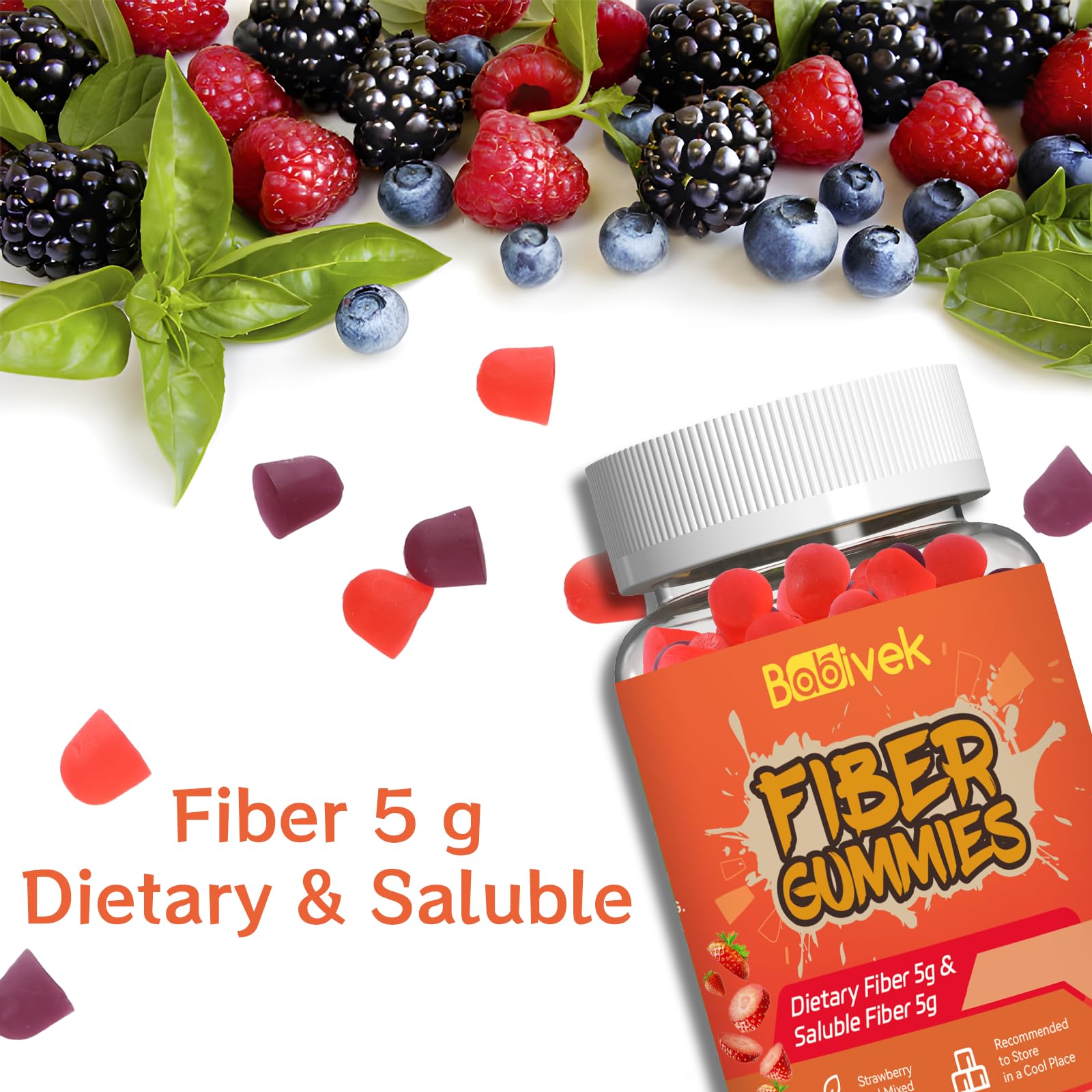 Babivek Fiber Gummies Mixed Berry flavor close-up
