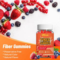Vegan and Non-GMO icons on Babivek Fiber Gummies packaging