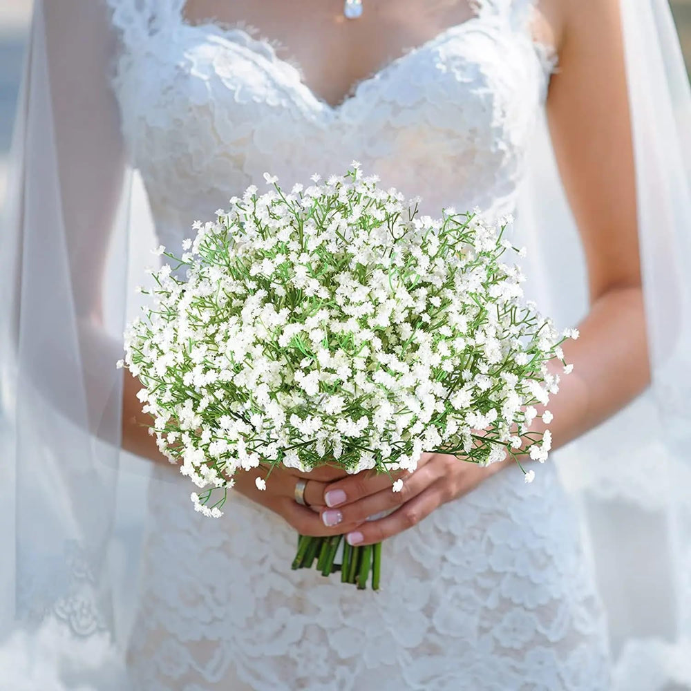 Long-stem faux Baby's Breath flowers for bouquets and centerpieces