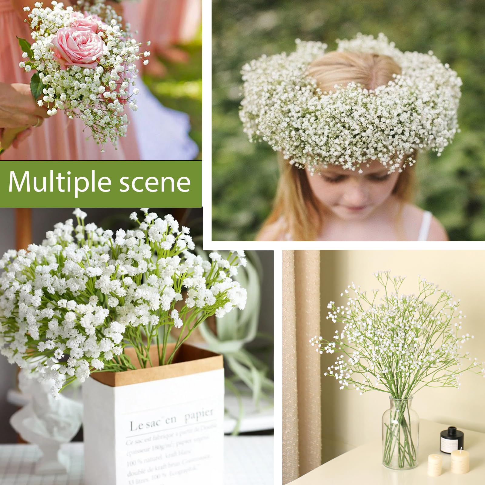 Wedding decor featuring artificial Baby's Breath bouquet accents