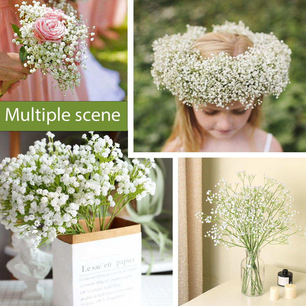 Wedding decor featuring artificial Baby's Breath bouquet accents
