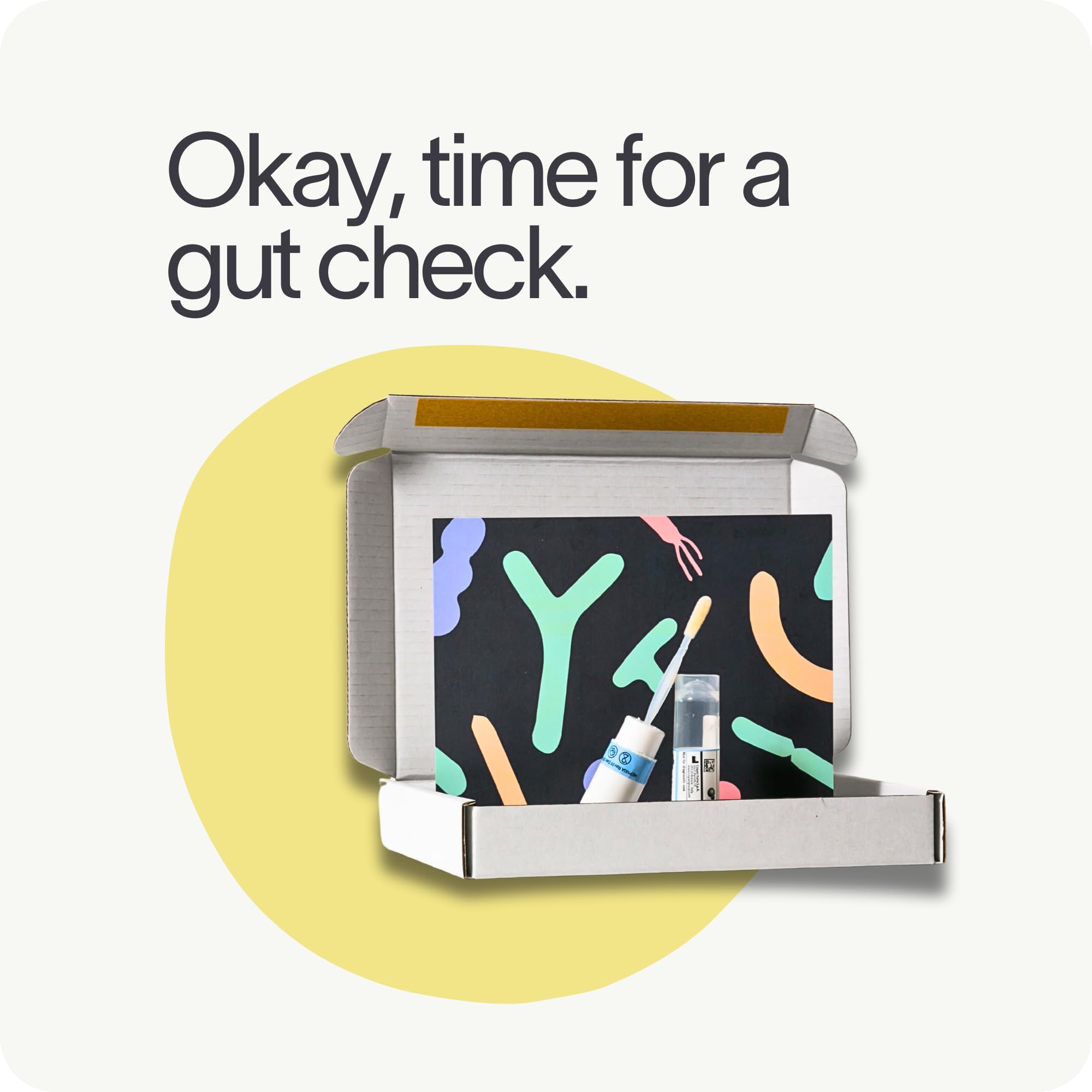 Inside view of the baby gut test kit and components