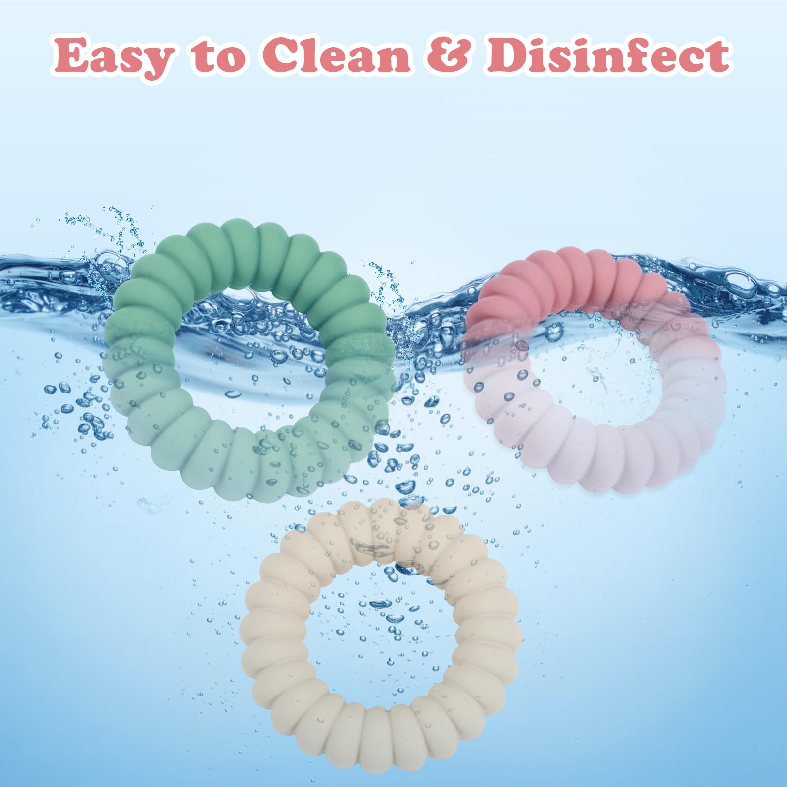 Safe food-grade silicone teether rings soothing sore gums for babies