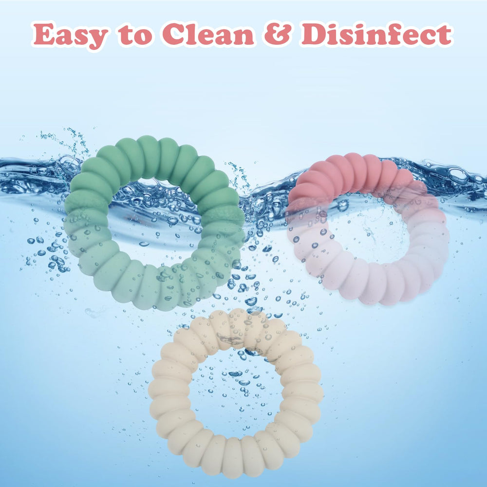 Safe food-grade silicone teether rings soothing sore gums for babies
