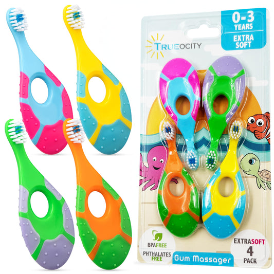 4-pack baby toothbrush set in multi-color