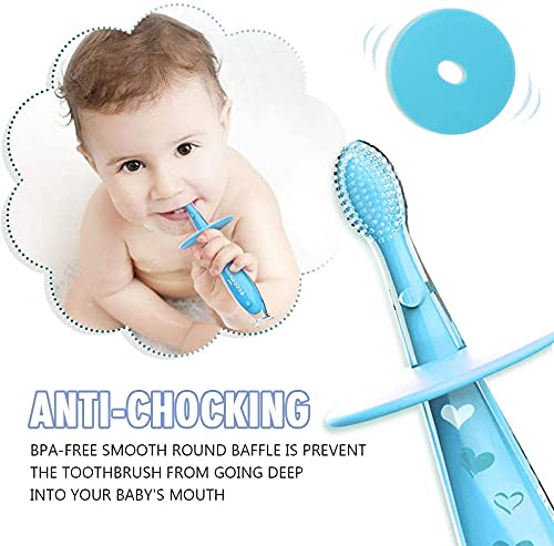 Anti-choking design protective sheet on silicone baby toothbrush