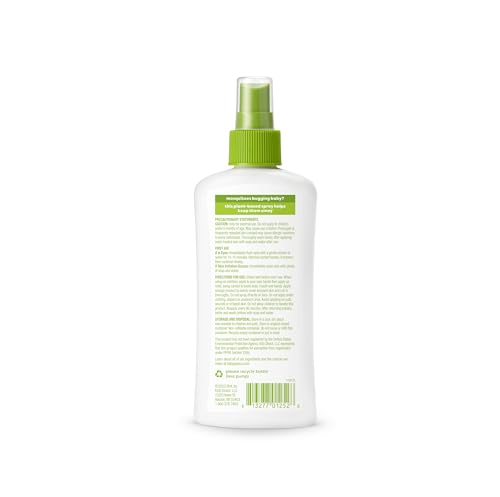 BabyGanics spray label highlights plant oils for natural mosquito repellent.
