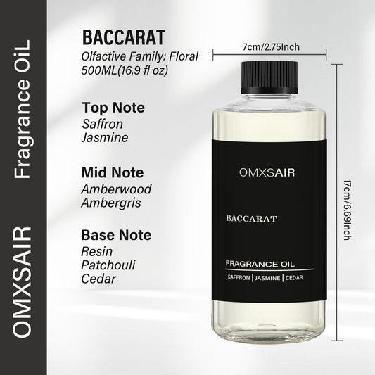 Close-up of Baccarat diffuser oil with amberwood and ambergris scent