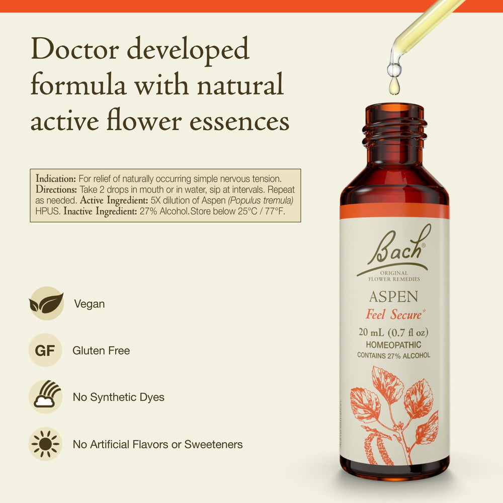 Aspen remedy label highlighting vegan and gluten-free features