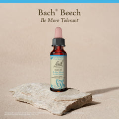 Home setting featuring Bach Beech remedy bottle