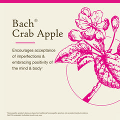 Bach Crab Apple bottle with two drops over a spoon to illustrate dosing and gentle application