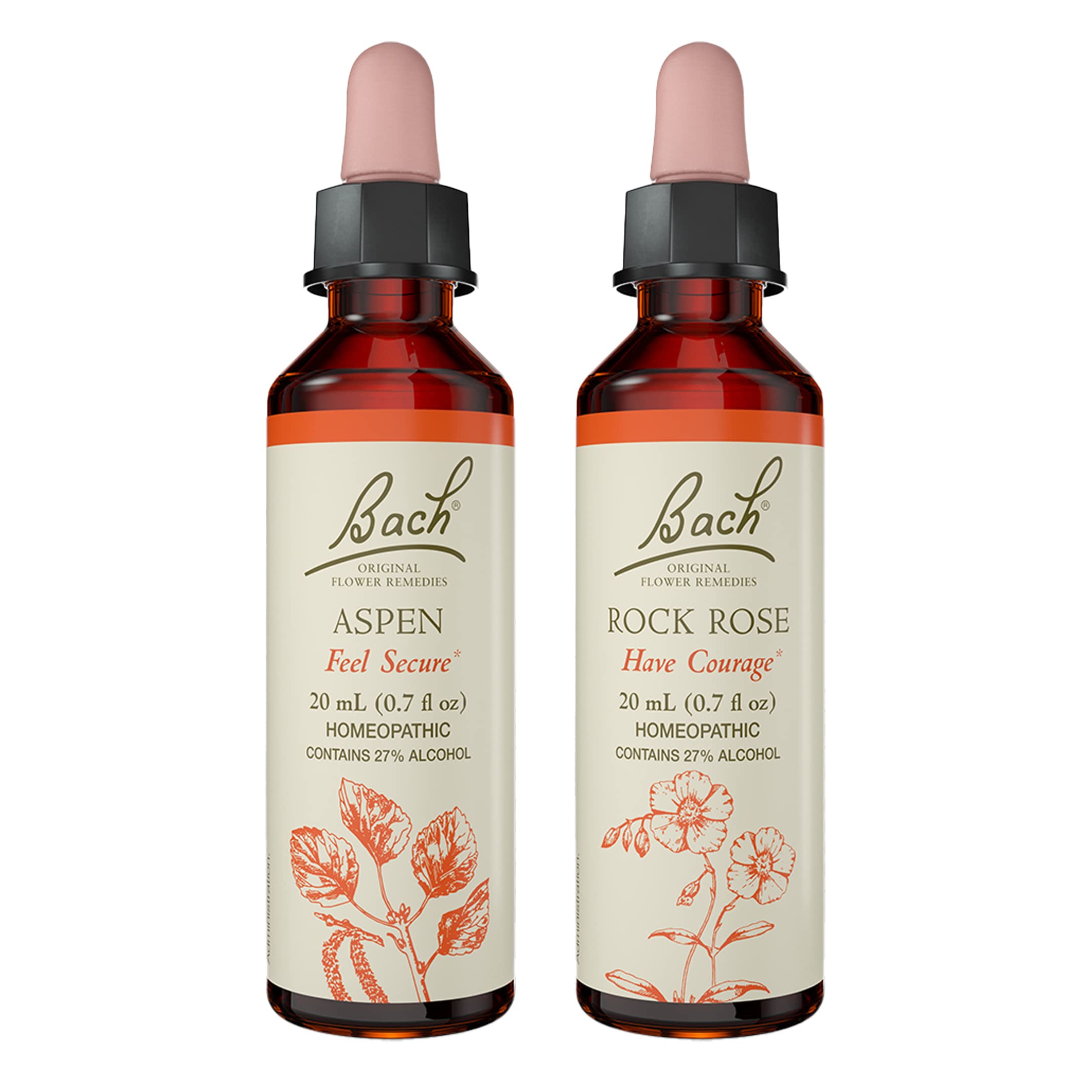 Bach Original Flower Remedies 2-Pack Find Your Safe Place - Rock Rose and Aspen 20mL bottles