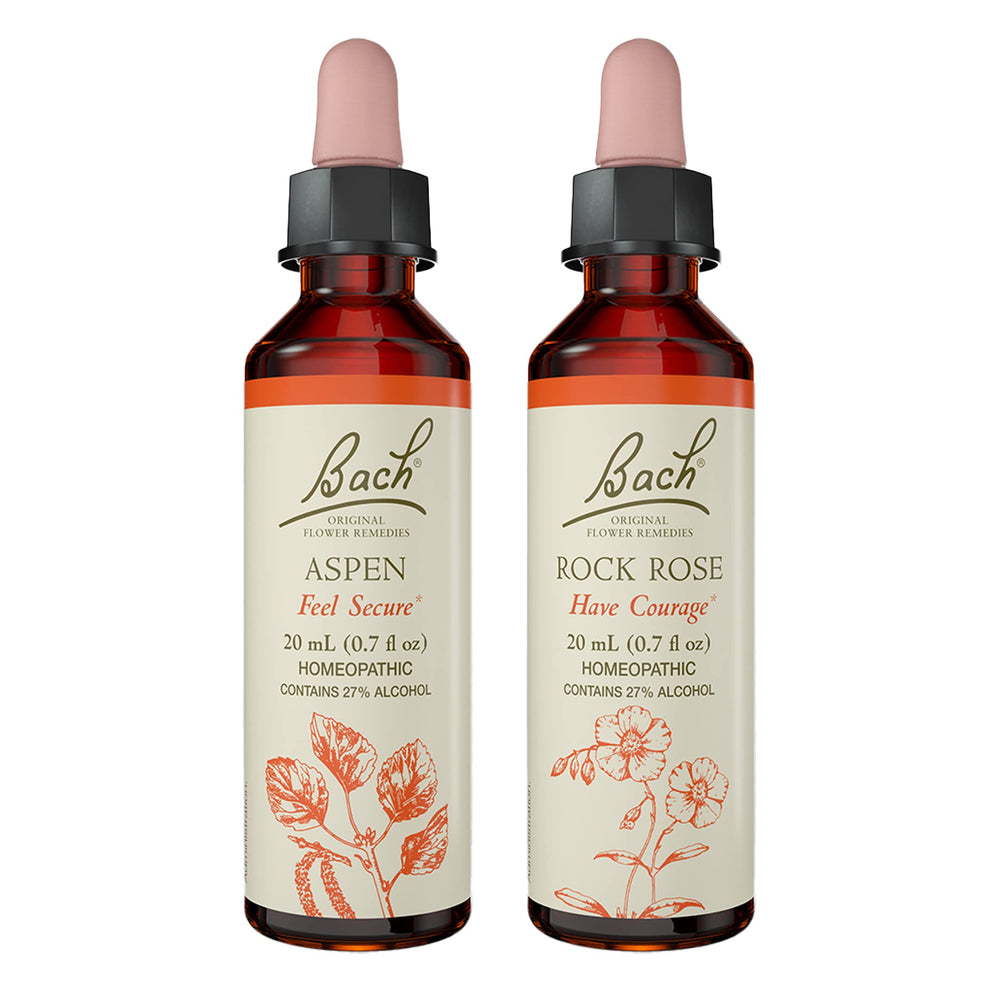 Bach Original Flower Remedies 2-Pack Find Your Safe Place - Rock Rose and Aspen 20mL bottles