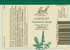 Close-up of 20mL dropper bottles for Agrimony and Water Violet flower remedies