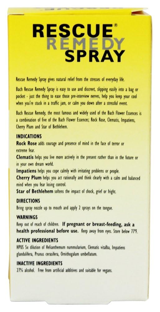 Packaging of Bach Rescue Remedy Spray for on-the-go relief