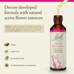Larch flower essence bottle label close-up