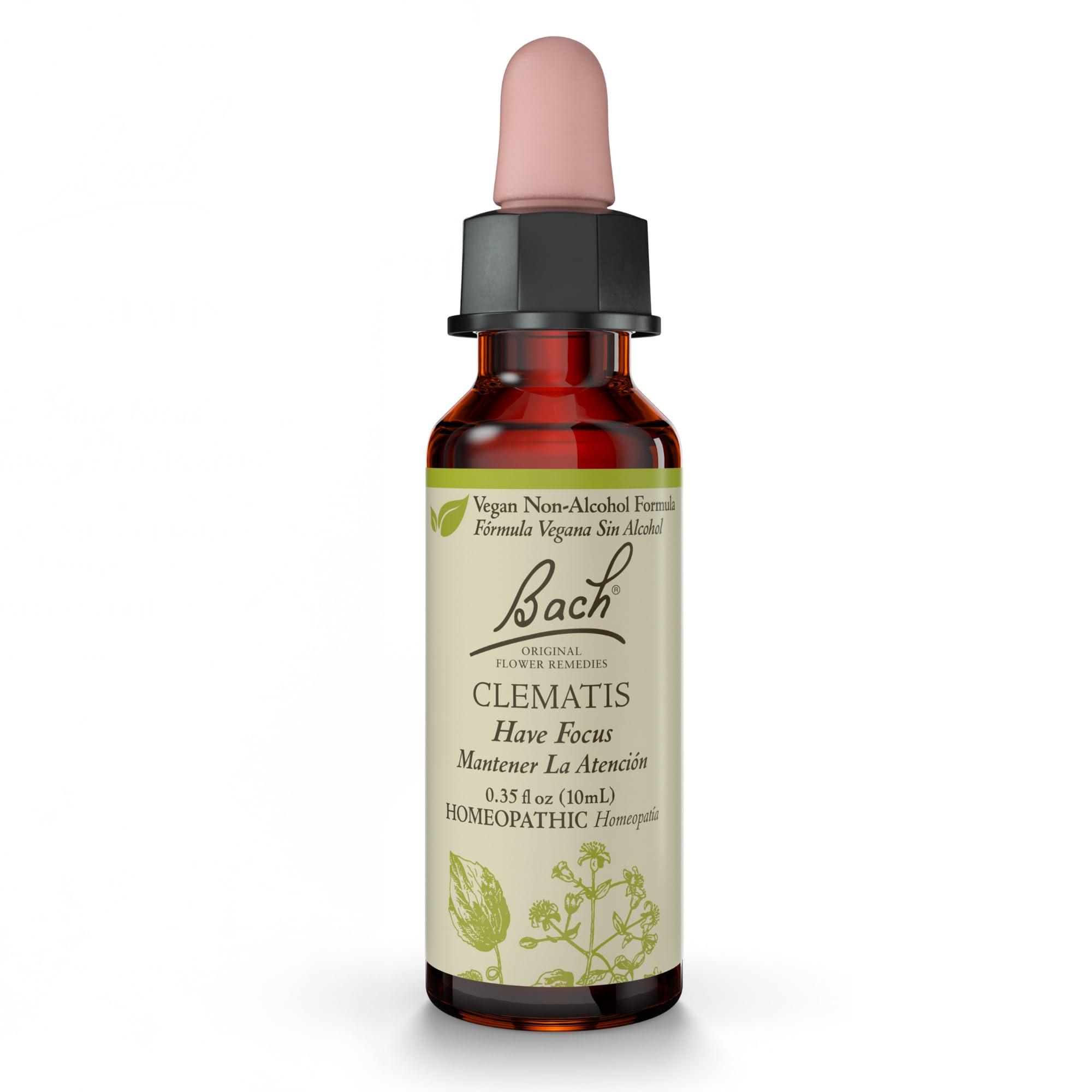Bach Original Clematis Non-Alcohol 10mL dropper bottle for focus
