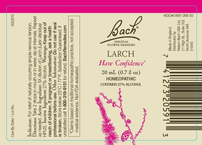 Close-up of Mimulus and Larch 20mL dropper bottles from Bach Original Flower Remedies