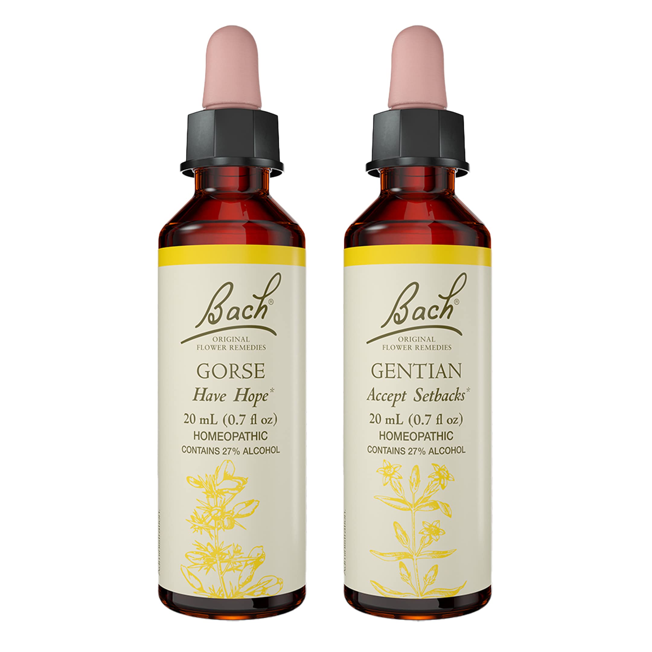 Bach Original Flower Remedies Be Optimistic 2-Pack Gentian and Gorse bottles 20mL