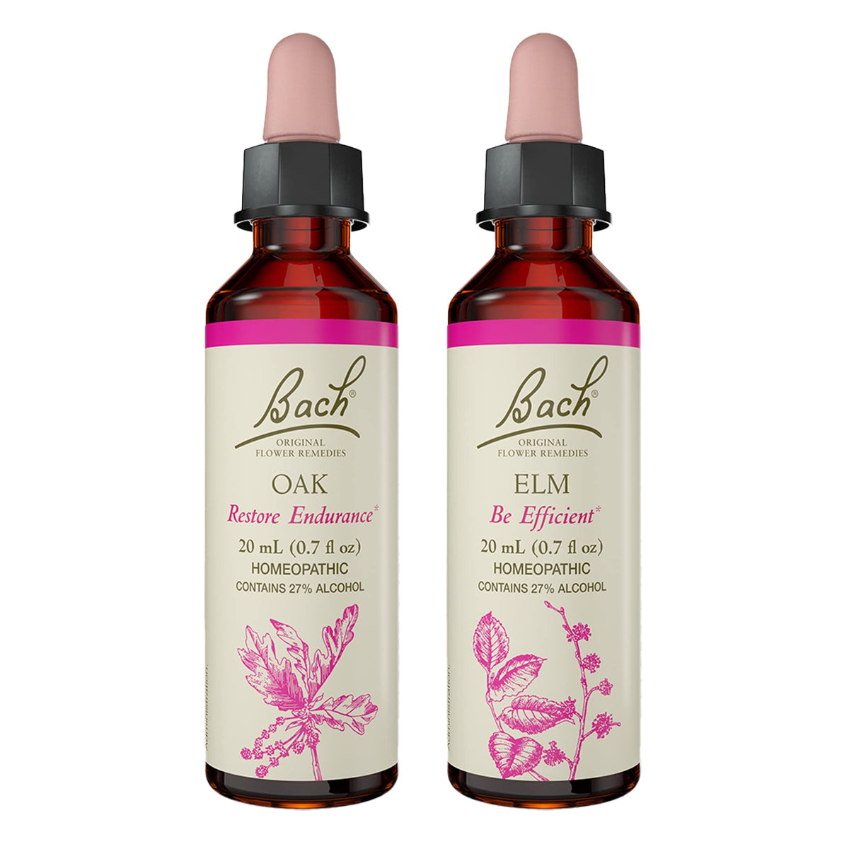 Bach Original Flower Remedies 2-Pack Elm and Oak 20mL Droppers