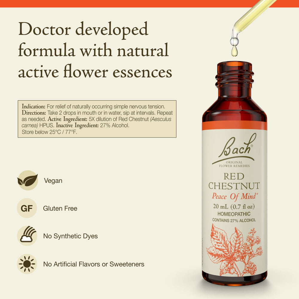 Bach Original Flower Remedies Red Chestnut label on bottle