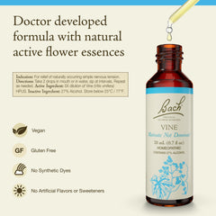 Close-up of Vine flower remedy label
