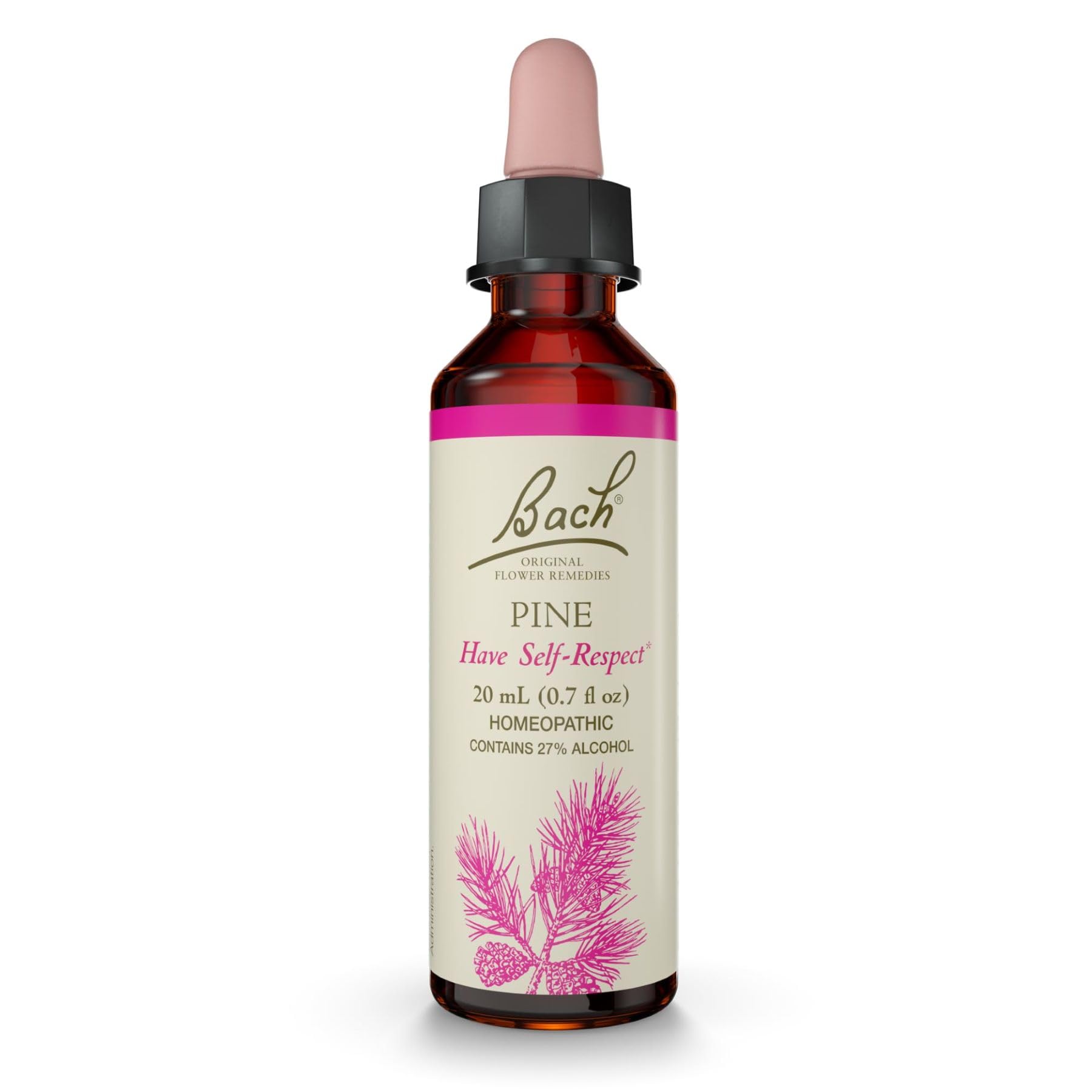 Bach Pine Flower Remedy bottle with dropper
