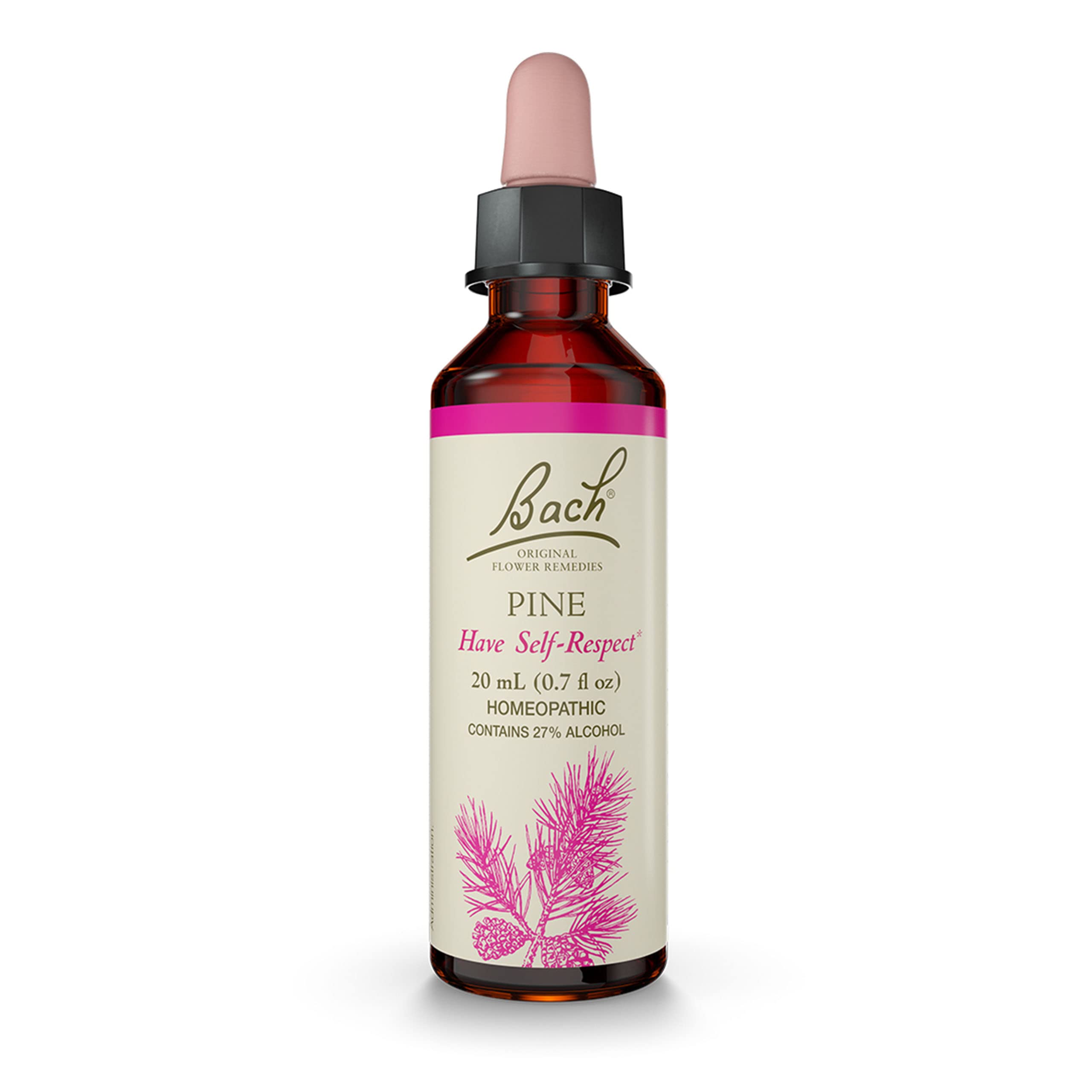 Bach Pine Flower Remedy bottle with a 20mL dropper