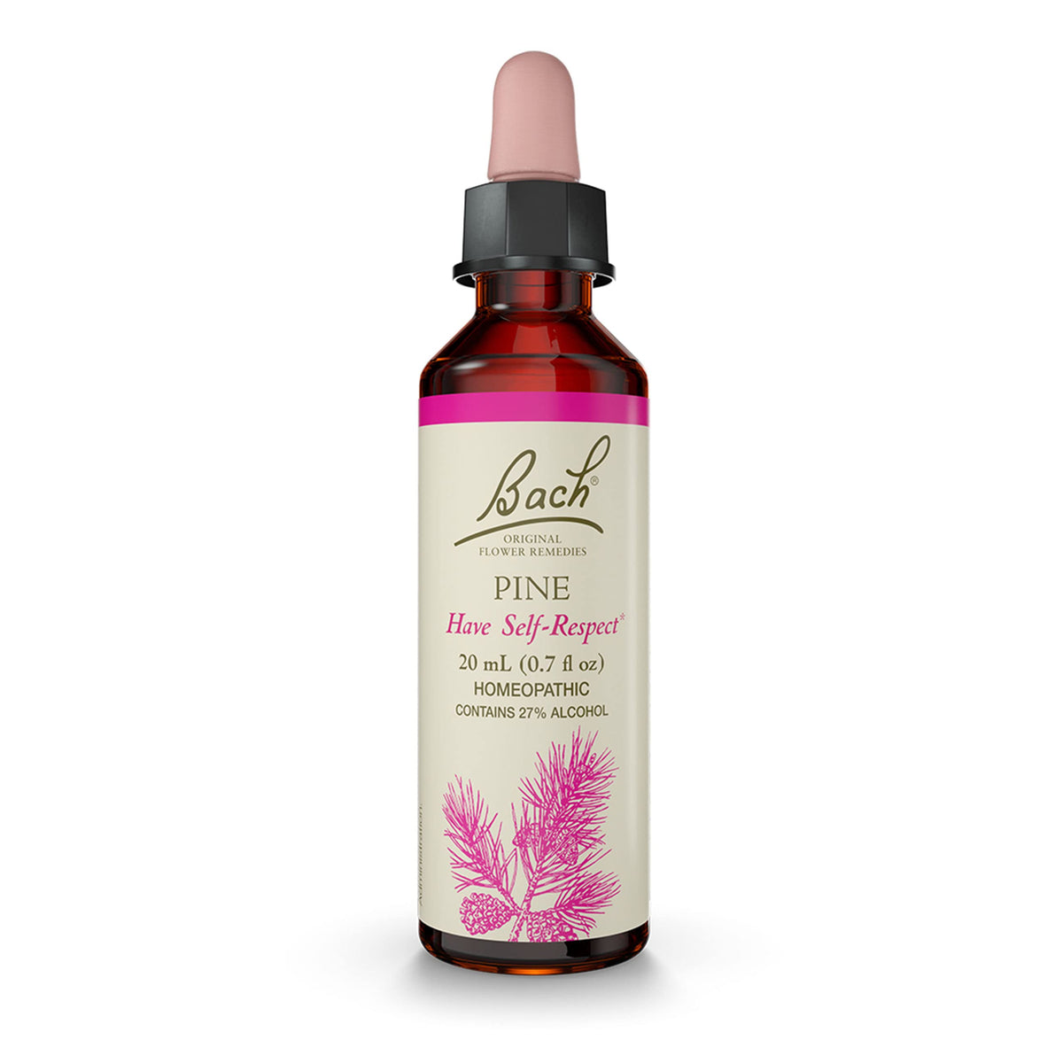 Bach Pine Flower Remedy bottle with a 20mL dropper