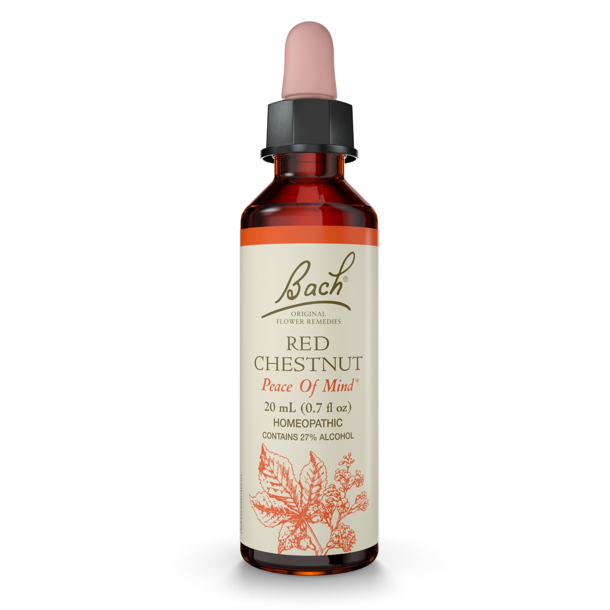 Bottle of Bach Red Chestnut Peace of Mind 20 mL dropper