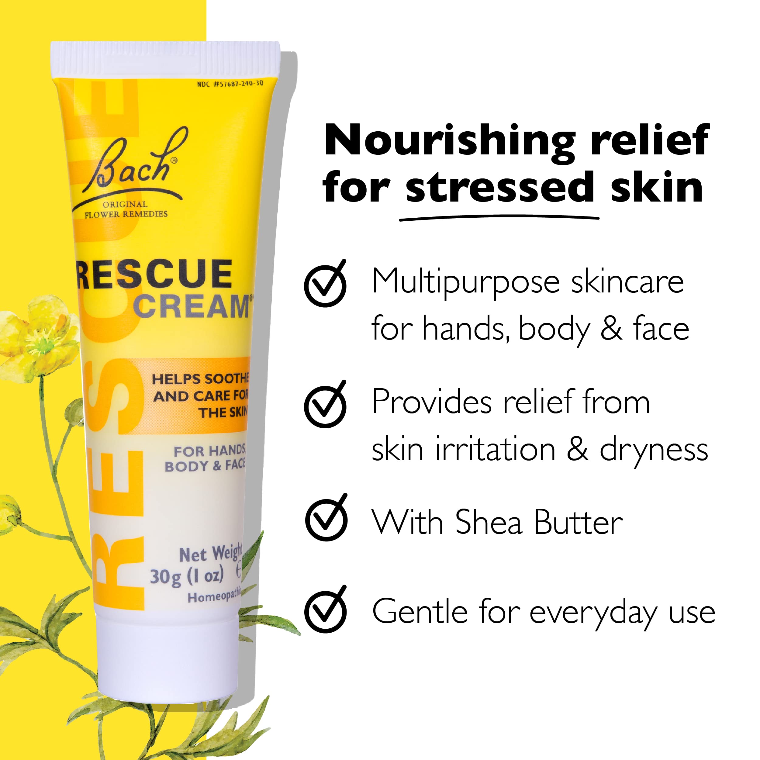 Close-up of Bach Rescue Cream 30g tube