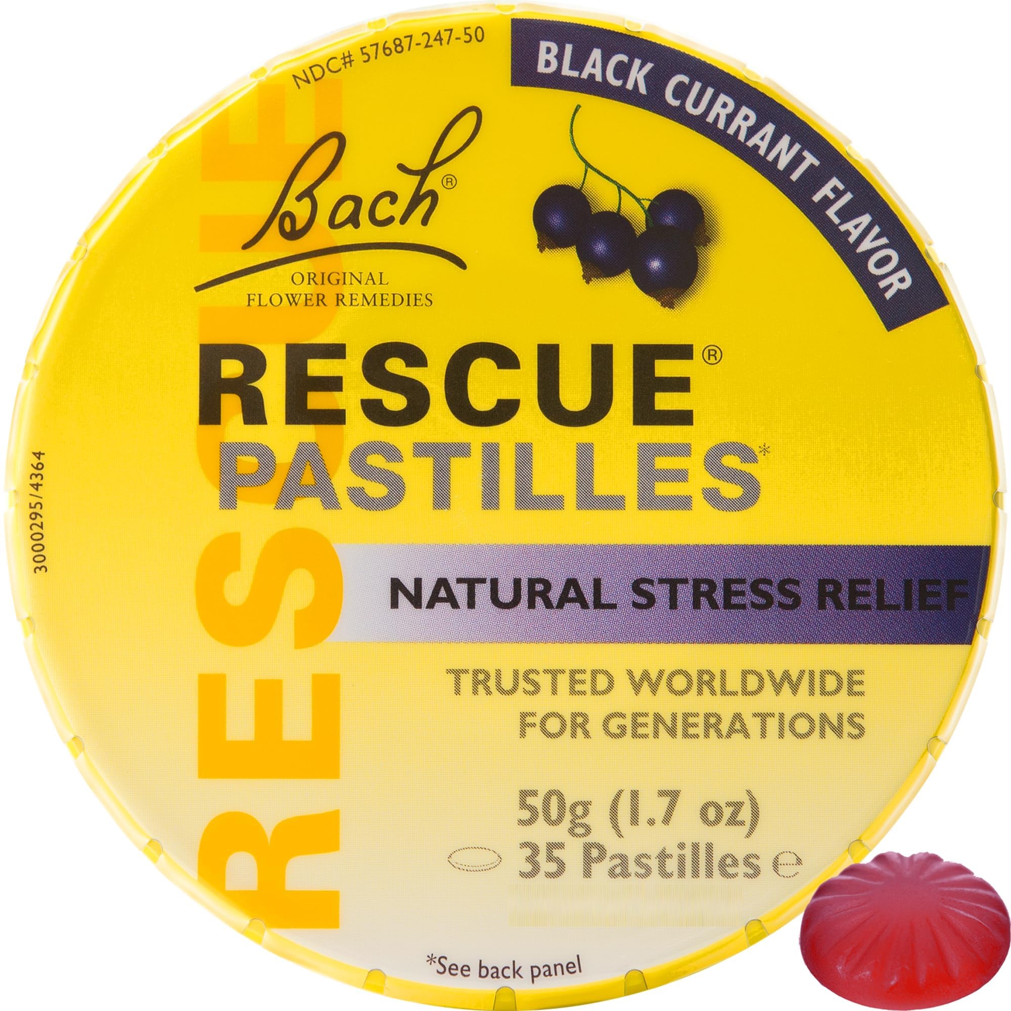 Front view of Bach Rescue Remedy Pastilles Black Currant 1.7 oz box (2 pack)