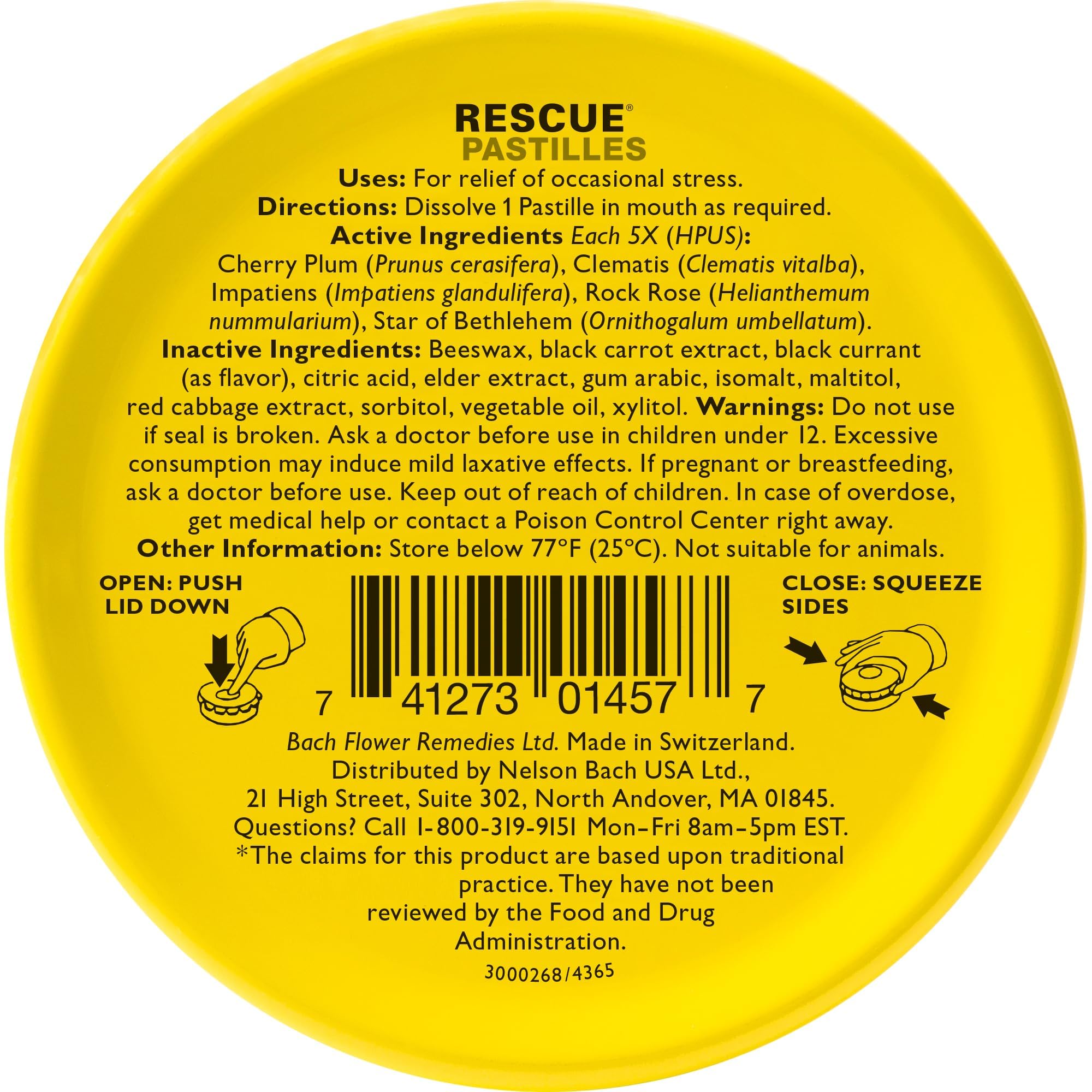 Close-up of Bach Rescue Remedy Pastilles Black Currant pastilles