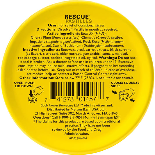 Close-up of Bach Rescue Remedy Pastilles Black Currant pastilles
