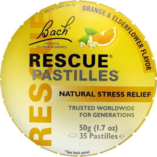 Bach Rescue Pastilles orange and elderflower packaging