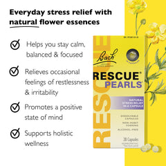 Close-up of orange vanilla Rescue Pearls capsules