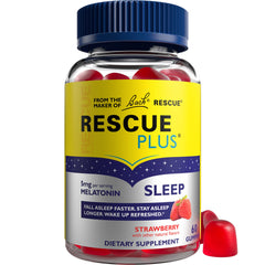 Bach RESCUE PLUS Melatonin Sleep Gummies strawberry flavor bottle – 60 count