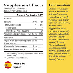 Ingredients panel for BACH RESCUE PLUS Sleep & Stress Gummies