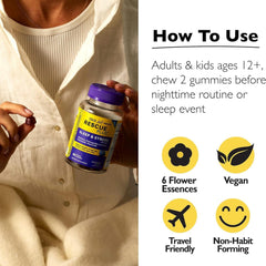 Product label close-up for BACH RESCUE PLUS Sleep & Stress Gummies