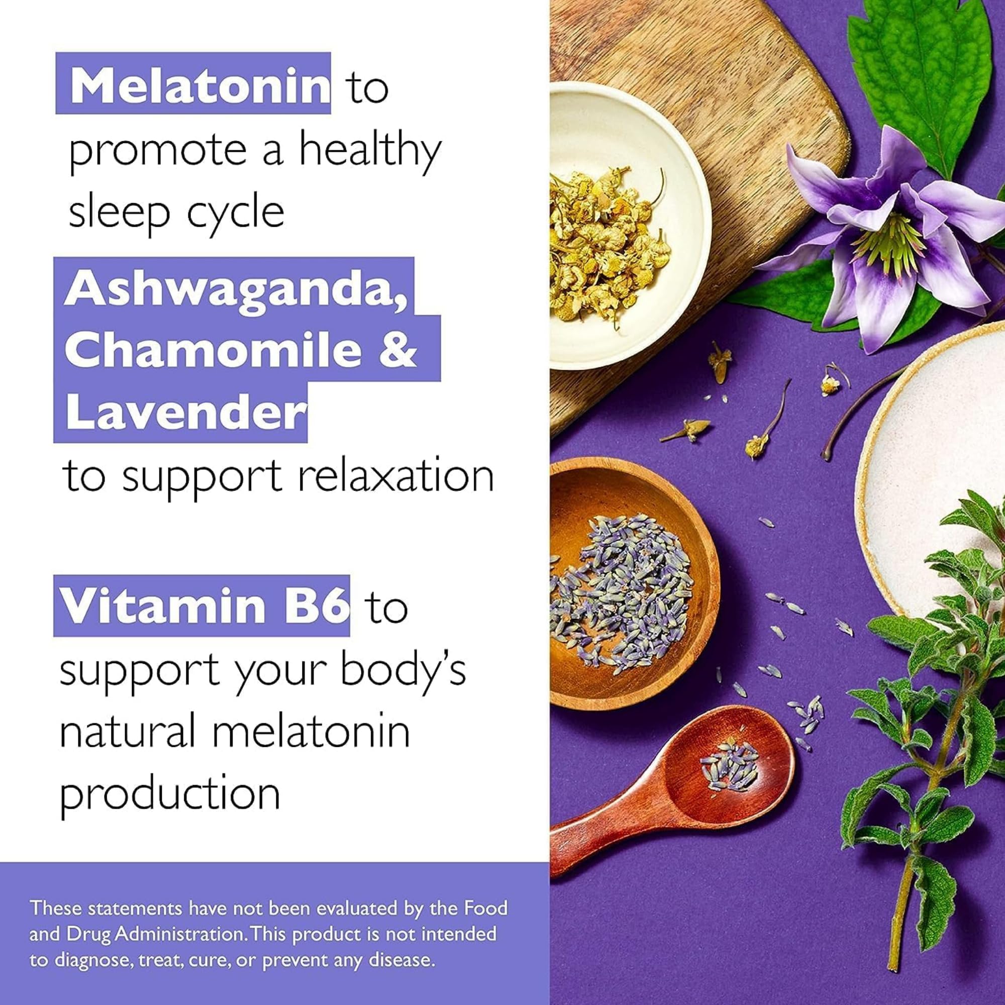 Nutrition facts panel for BACH RESCUE PLUS Sleep & Stress Gummies