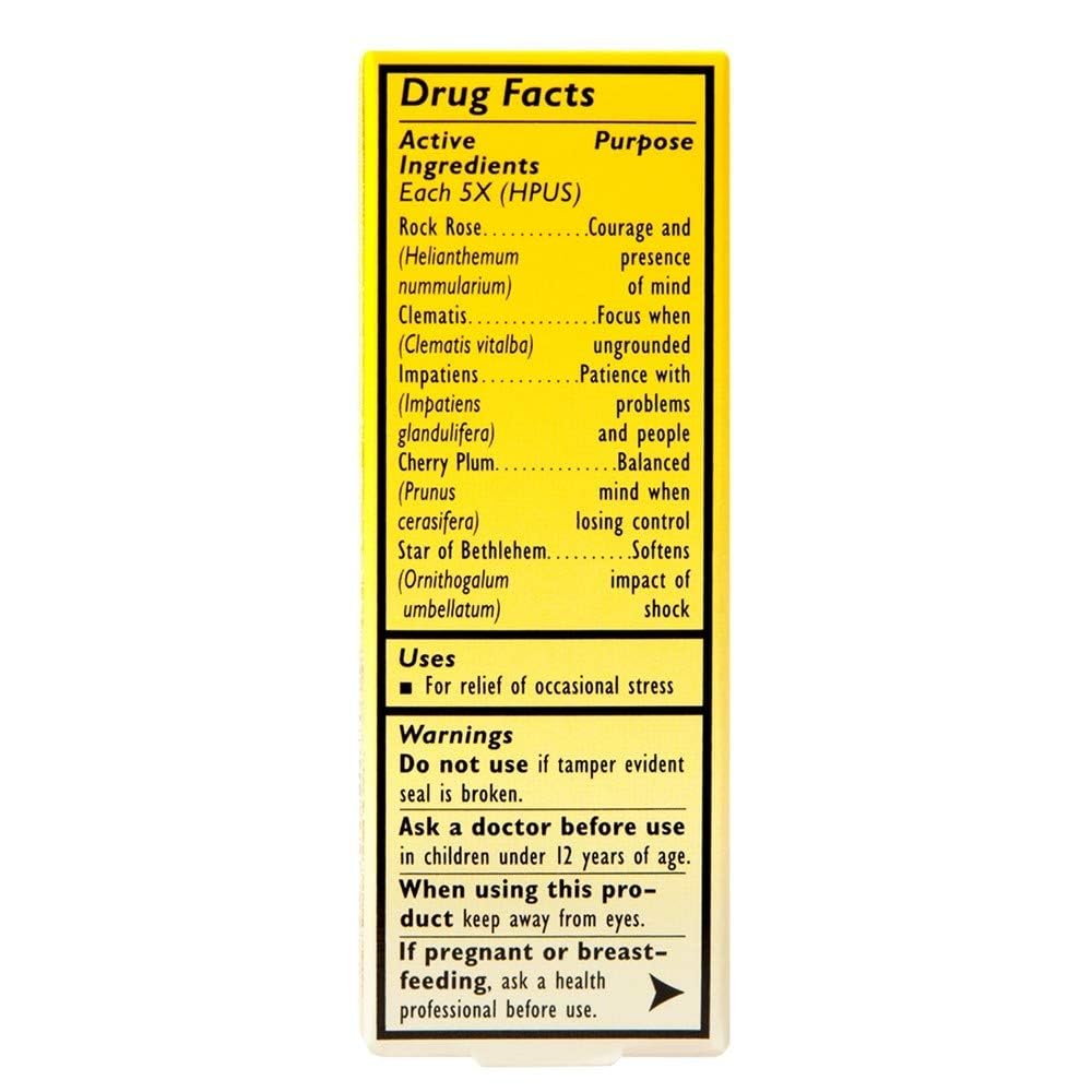 Close-up of Rescue Remedy bottle label