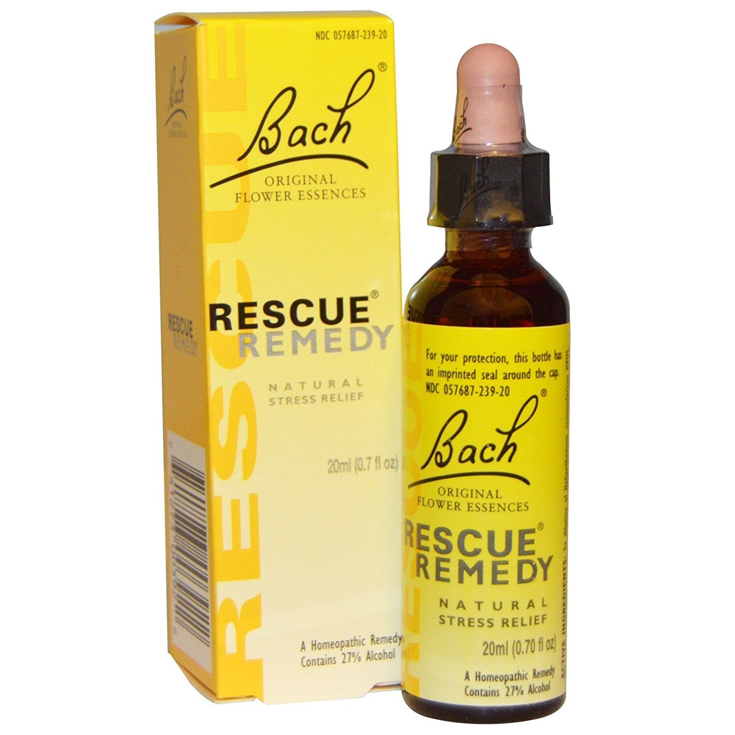 Close-up of Bach Rescue Remedy dropper bottle