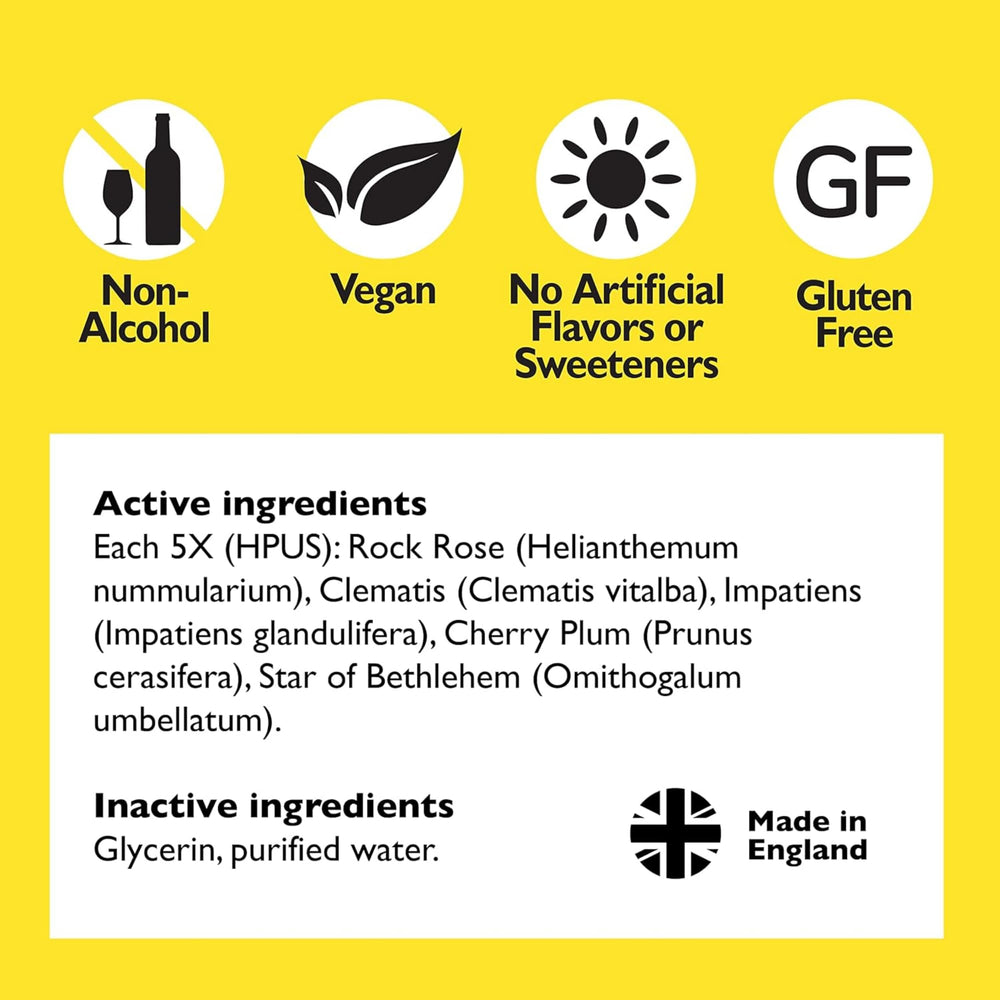 Close-up of Rescue Remedy bottle label