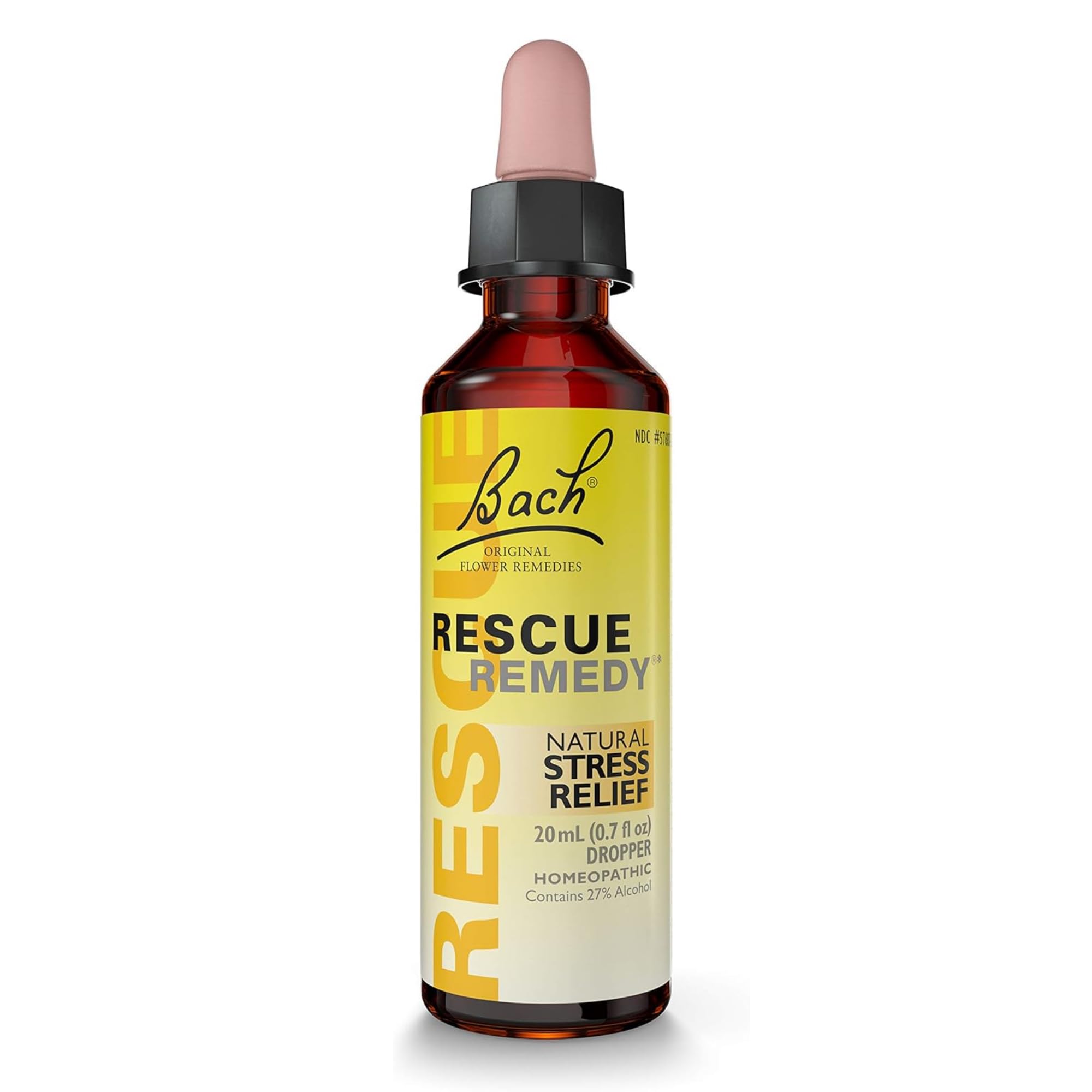 Bach Rescue Remedy Dropper 20mL bottle on white background