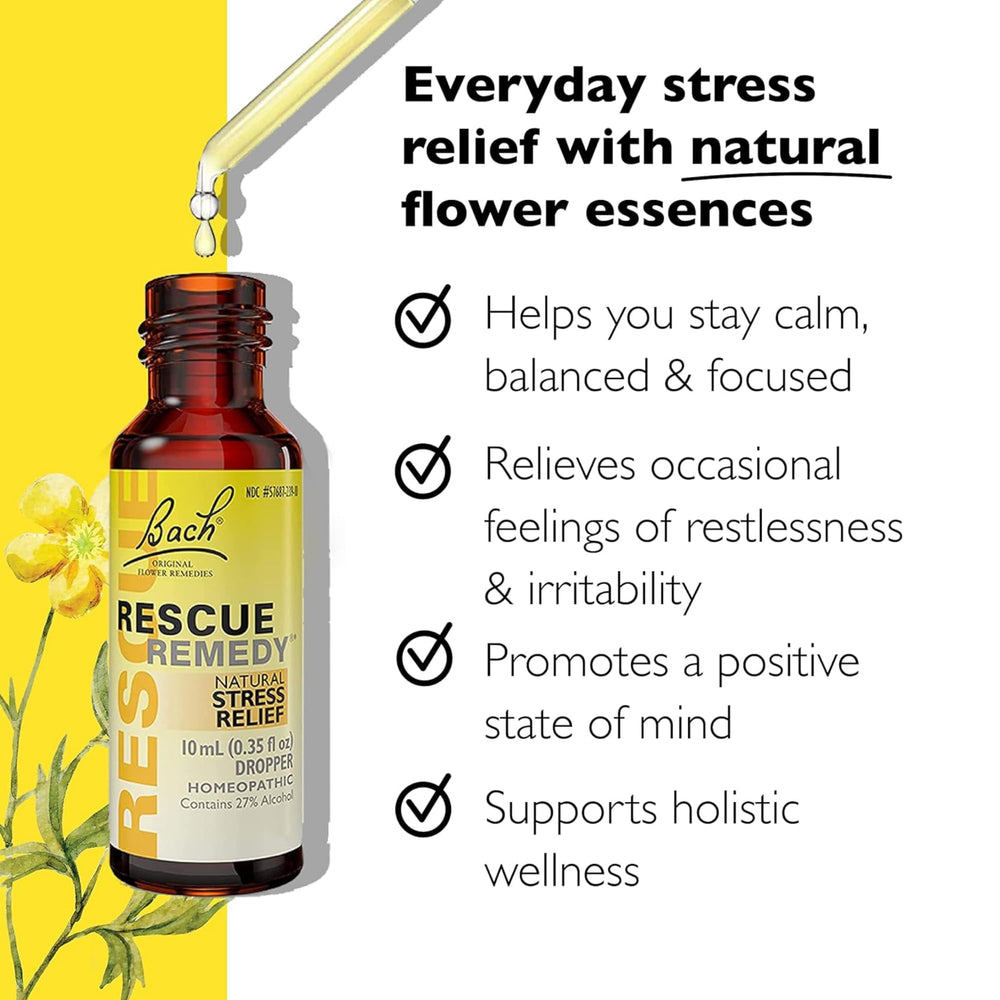 Close-up of Rescue Remedy dropper and label
