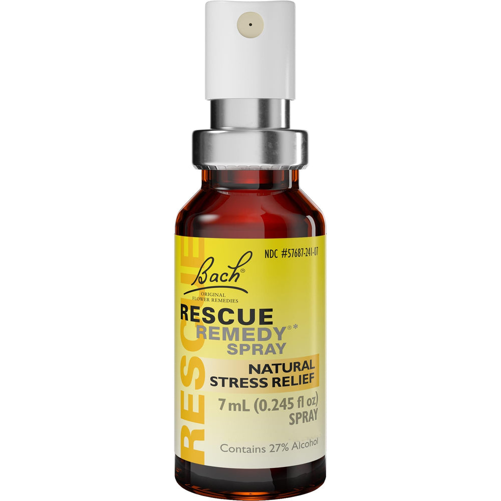 Close-up of Rescue Remedy Spray bottle label