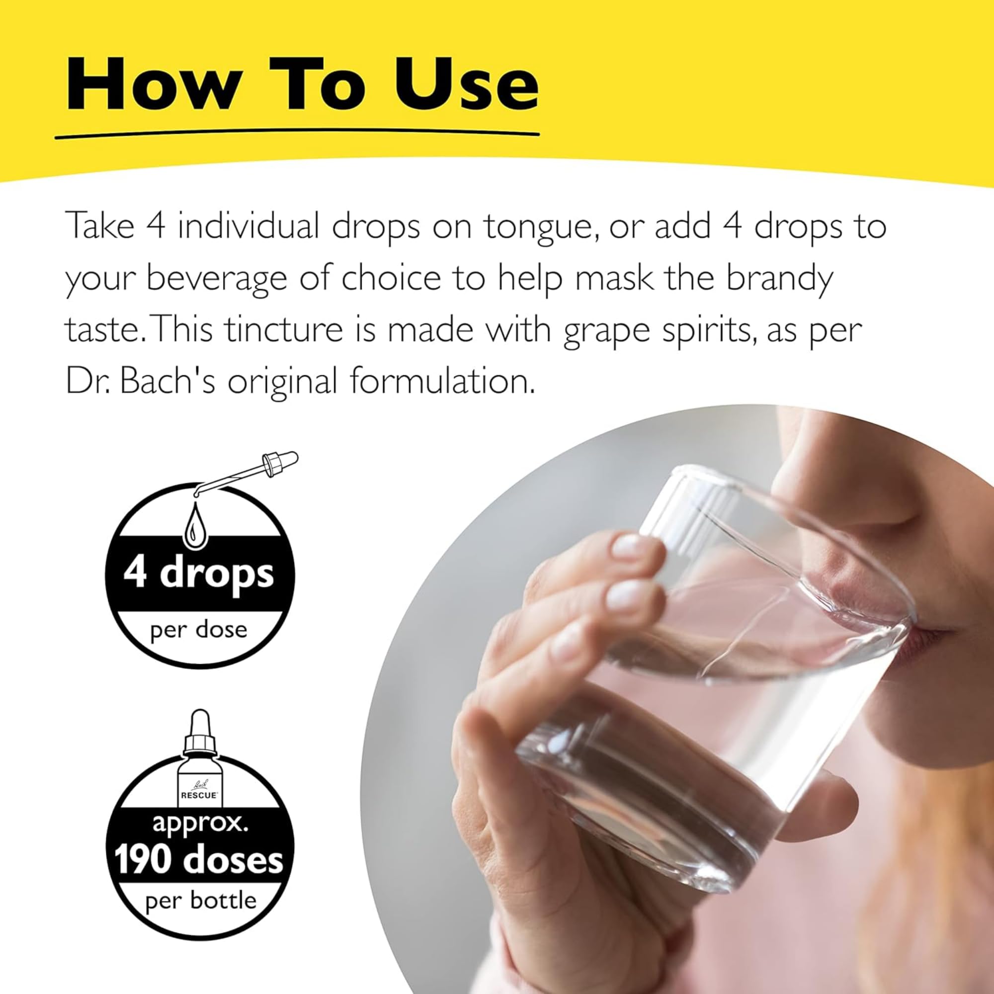 Drops added to a glass or drink