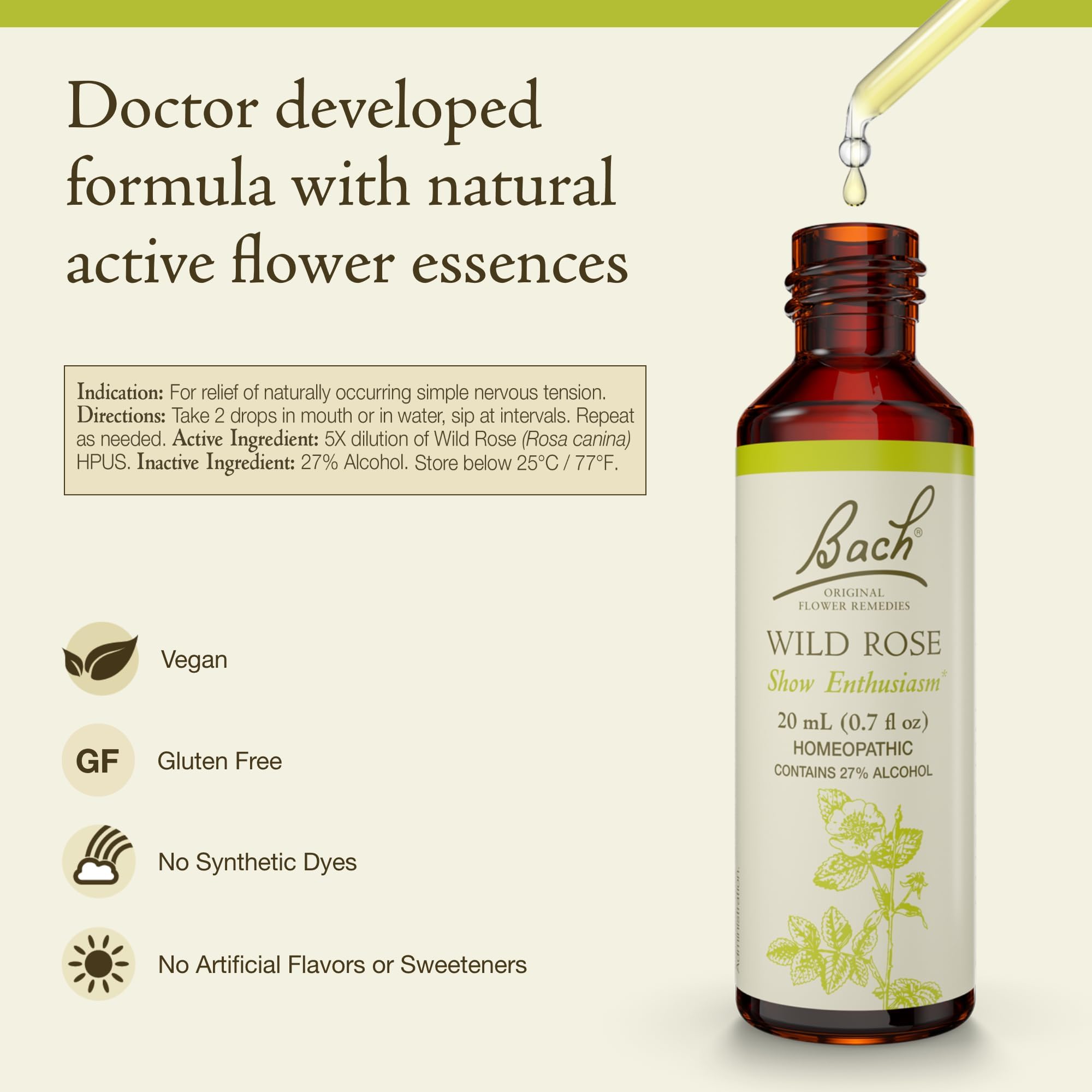 Wild Rose remedy bottle side view