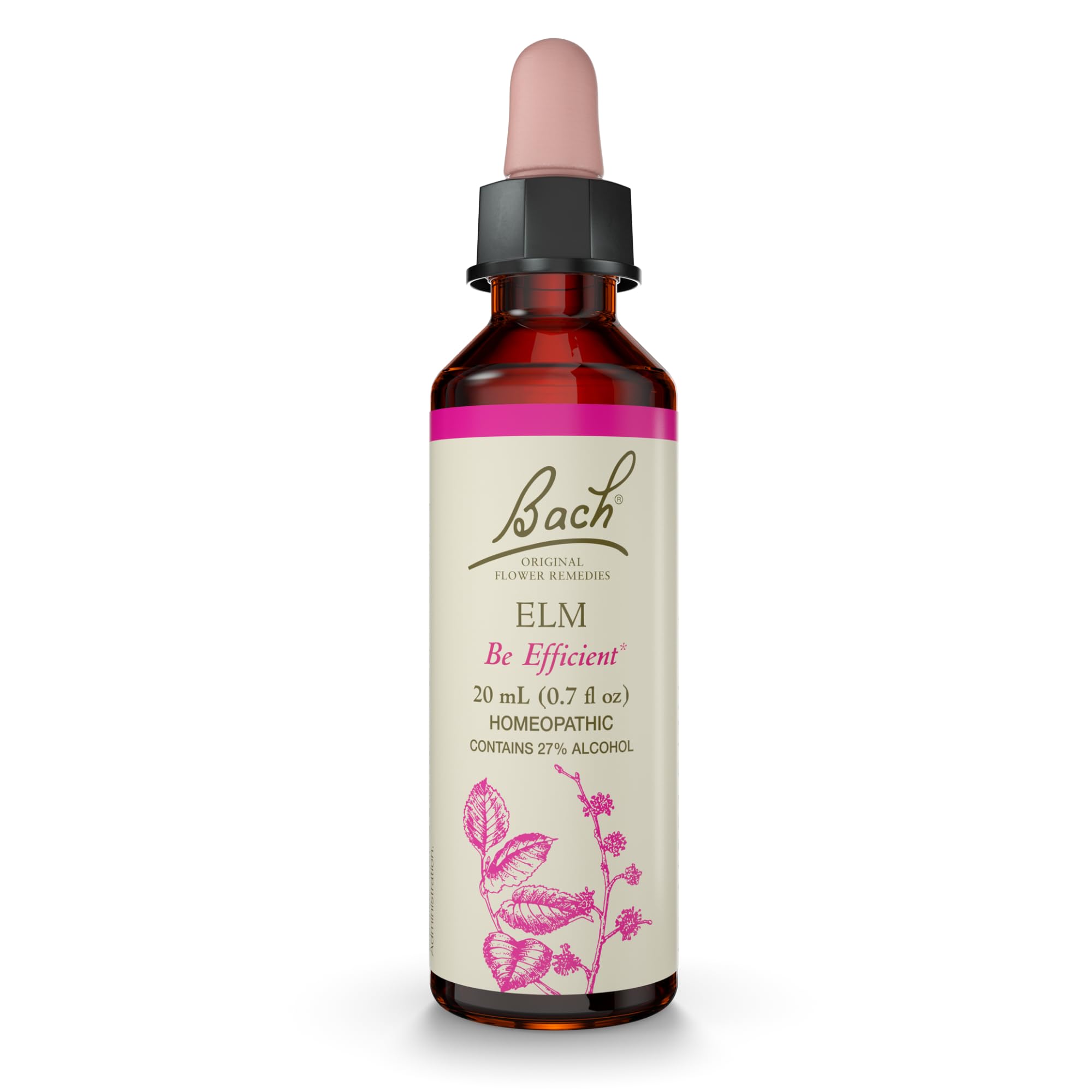 Elm Bach Original Flower Remedy bottle with dropper