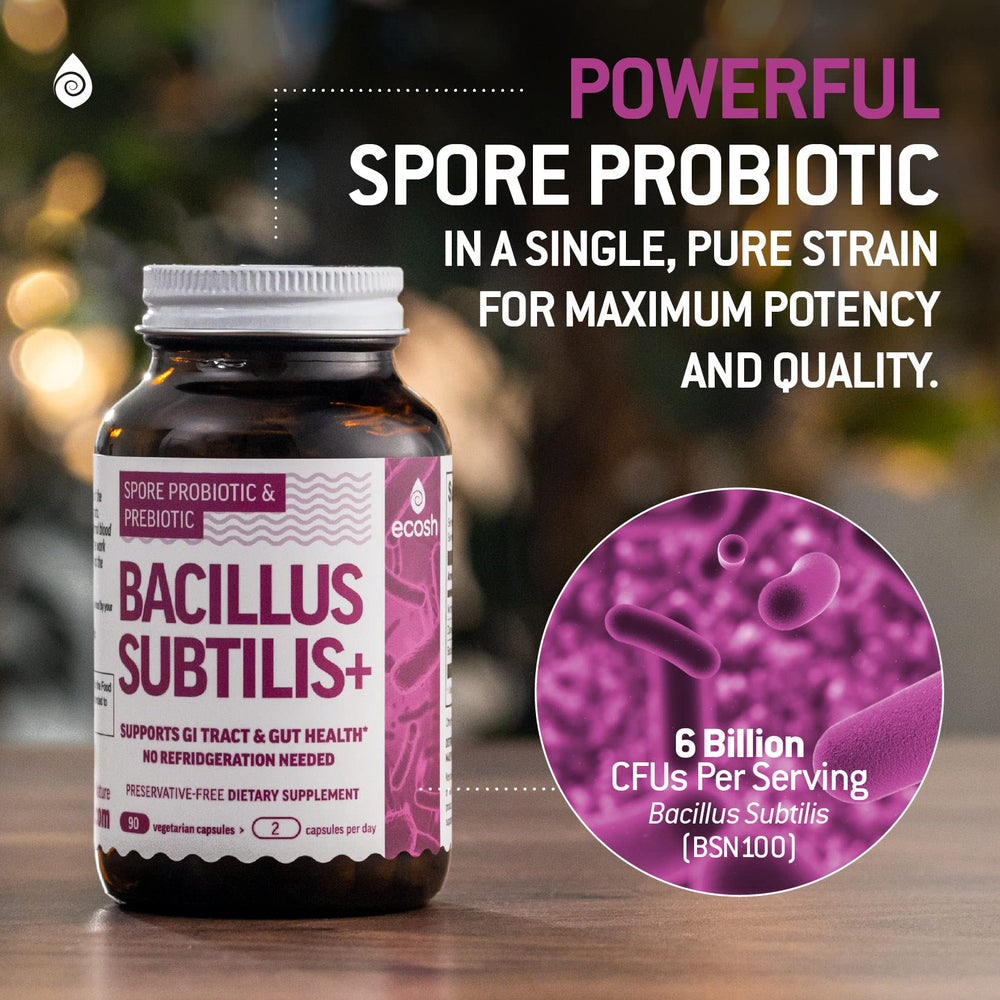 Capsules of Bacillus Subtilis probiotic (6B CFU per day)